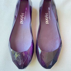 United Nude Hybrid Purple Jewel Cut Geometric Jelly Flats Size 38 New w/o Box.